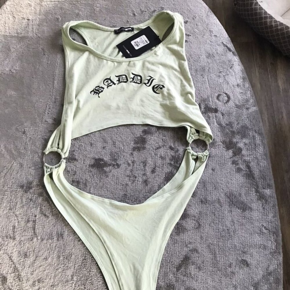 She's A Bad One Cut Out Bodysuit - Sage XL